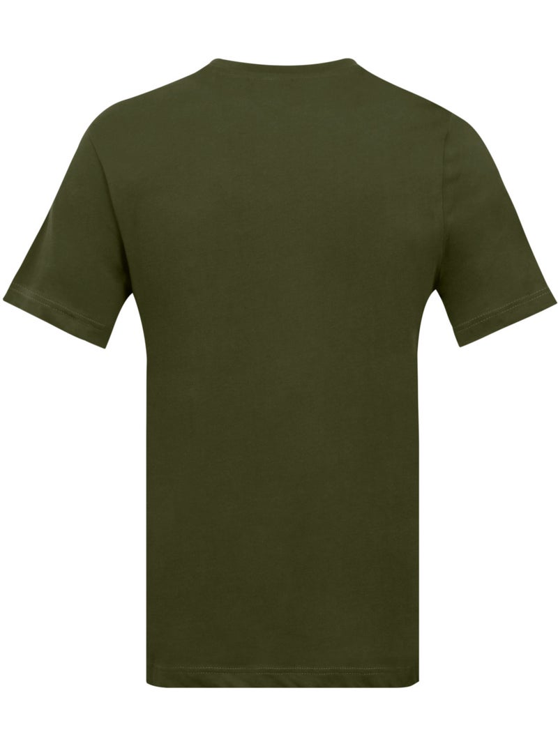 Heren t-shirt met ronde hals van 160 g/m² katoen met bedrukt logo 729280 Kakigroen - Kiabi