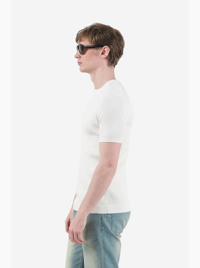 Heren t-shirt met structuur en knoop giesto Wit - Kiabi