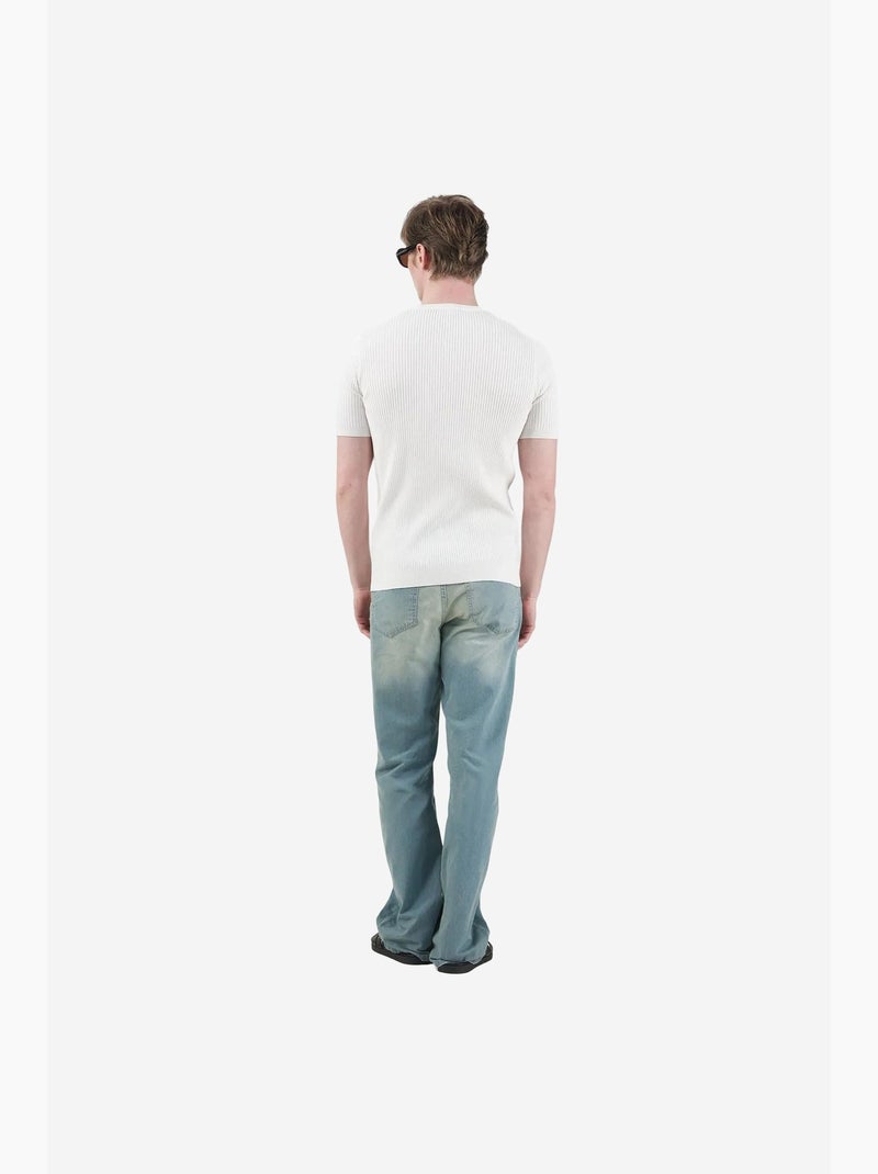 Heren t-shirt met structuur en knoop giesto Wit - Kiabi