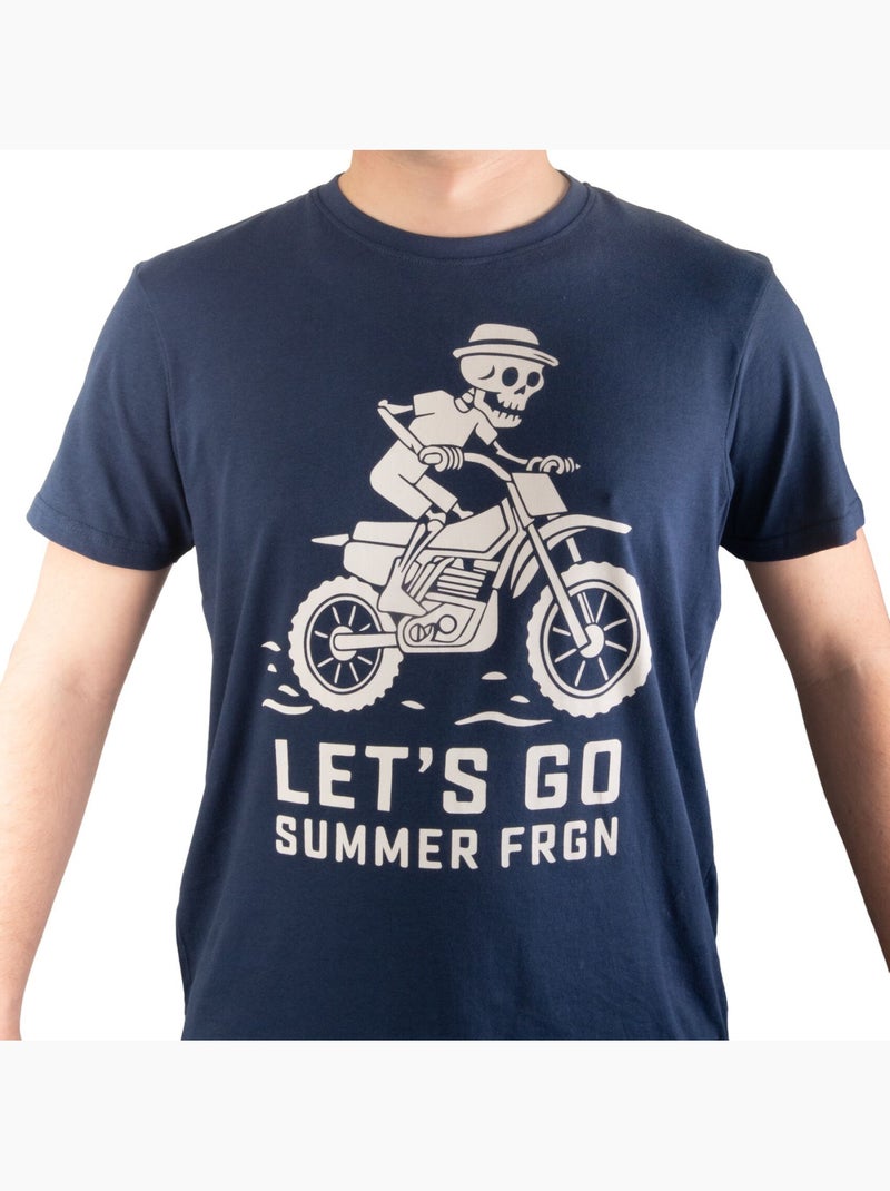 Heren t-shirt van 140 g/m² jersey met de tekst "let's go" op de voorkant. Blauw - Kiabi
