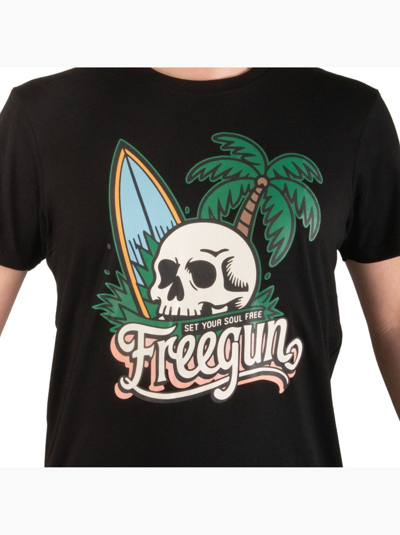 Heren t-shirt van 140 g/m² jersey met print op de voorkant, soul Zwart - Kiabi