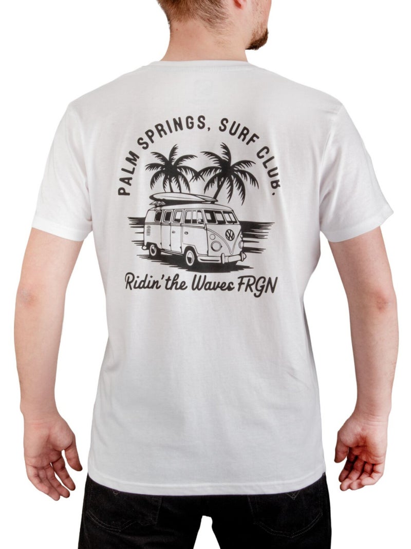Heren t-shirt van 140 g/m² jersey met print op voor- en achterkant, club Wit - Kiabi