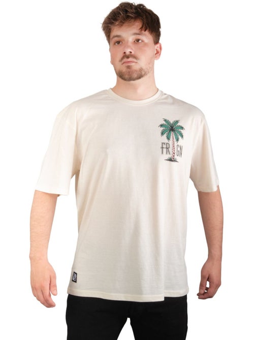 Heren t-shirt van 140 g/m² jersey met vibes-print op de voor- en achterkant. - Kiabi Heren t-shirt van 140 g/m² jersey met vibes-print op de voor- en achterkant. - Kiabi