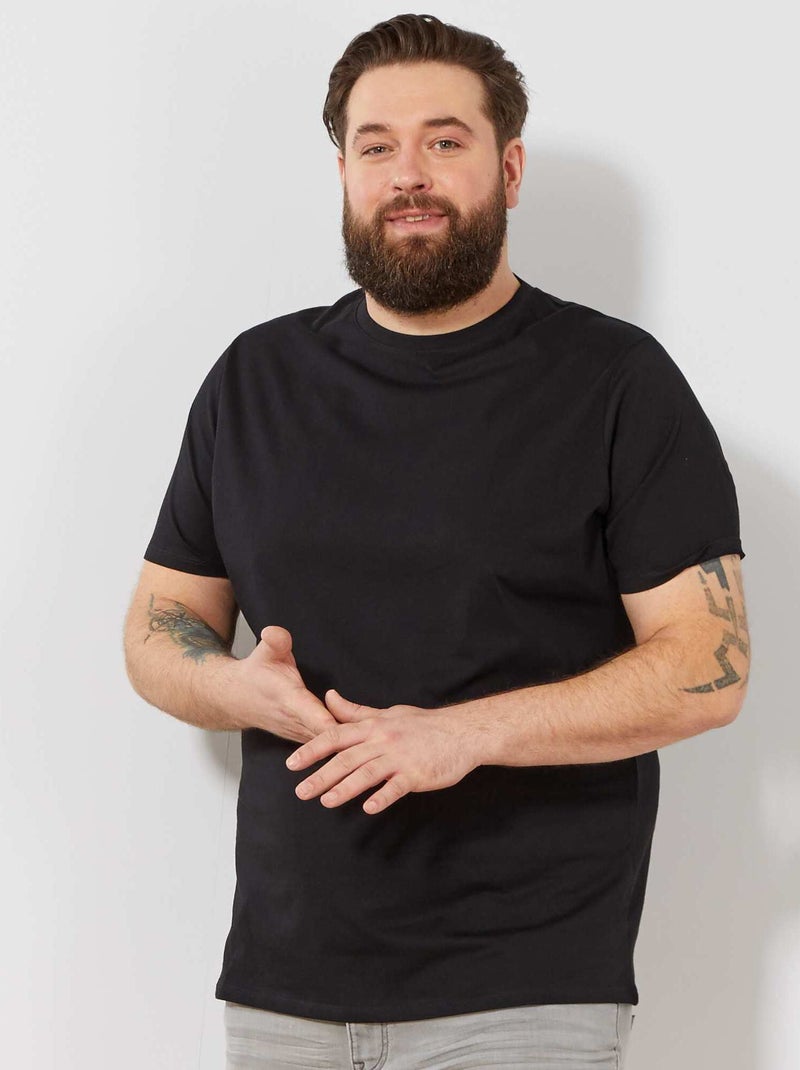 Heren-T-shirt van katoen met ronde hals zwart - Kiabi