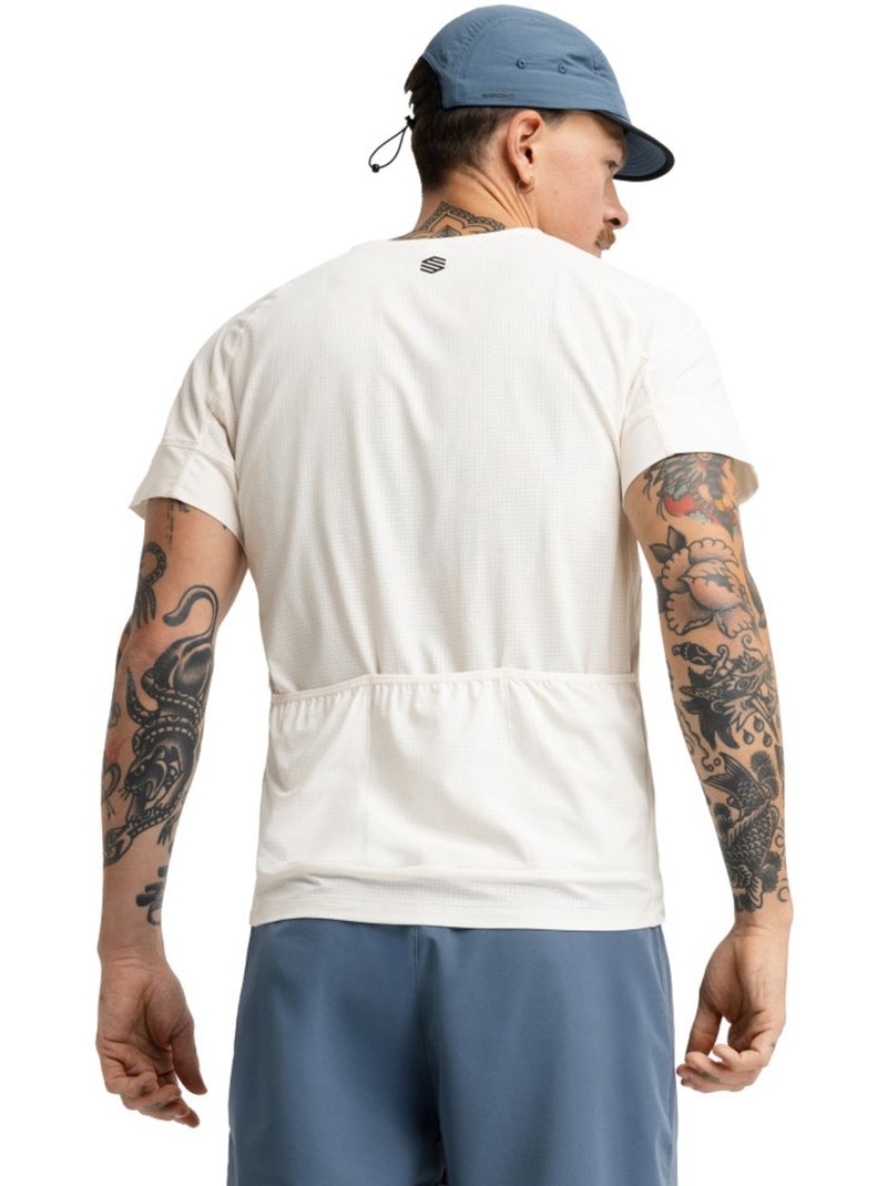 Heren technisch fietsshirt met korte mouwen bikepacking Beige - Kiabi