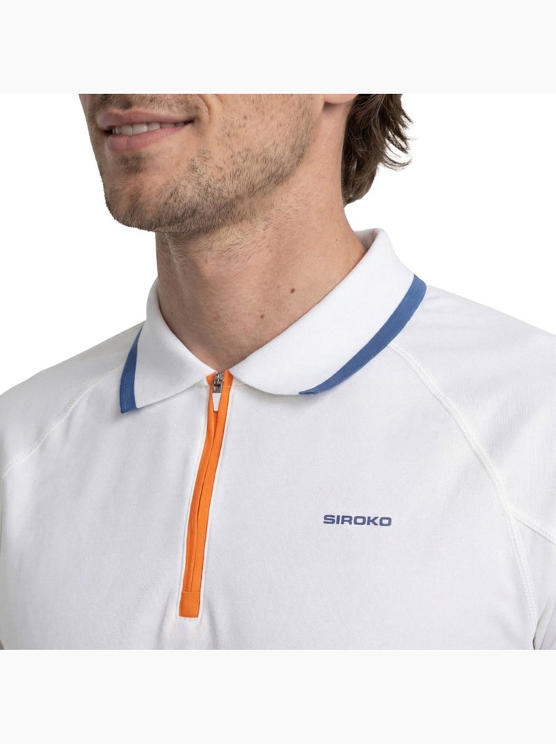 Heren technische tennispolo met halve rits Wit - Kiabi