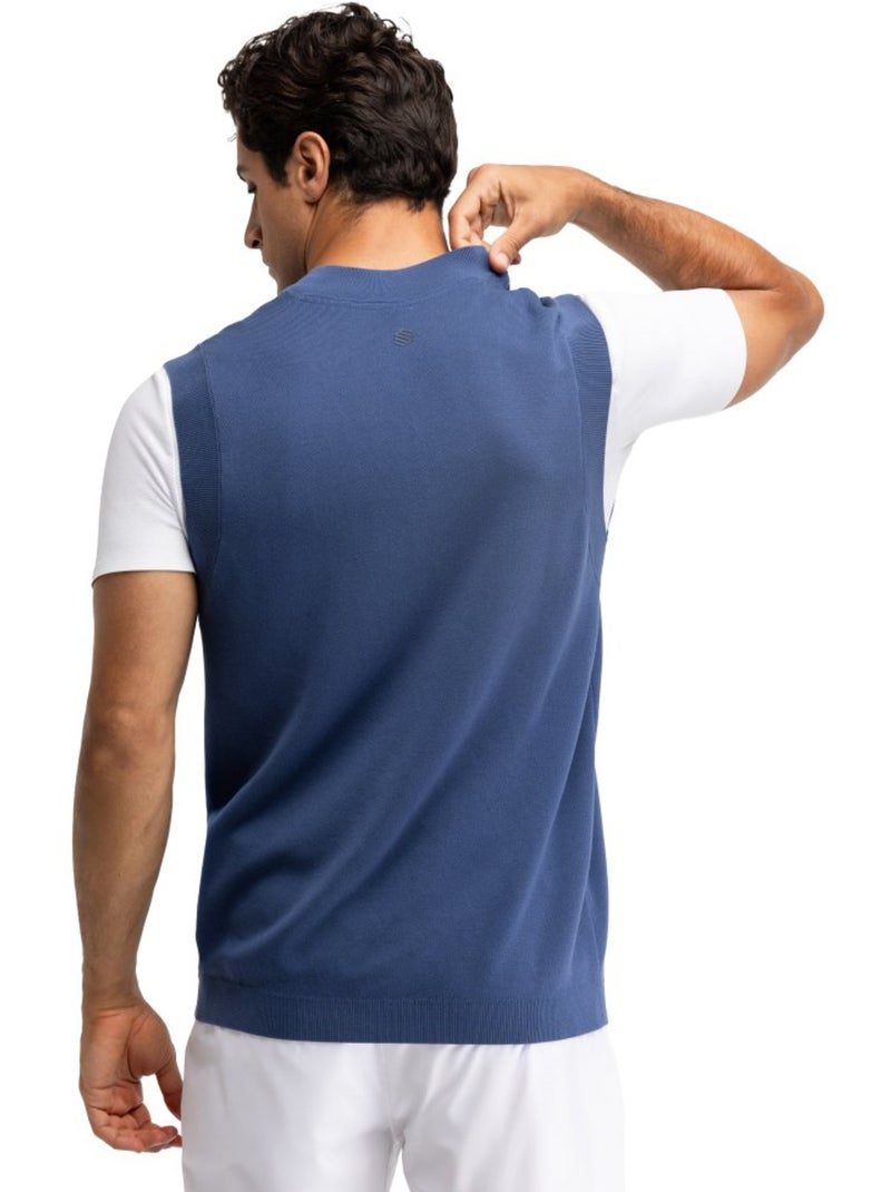 Heren tennis gebreide mouwloze trui met v-hals Blauw - Kiabi
