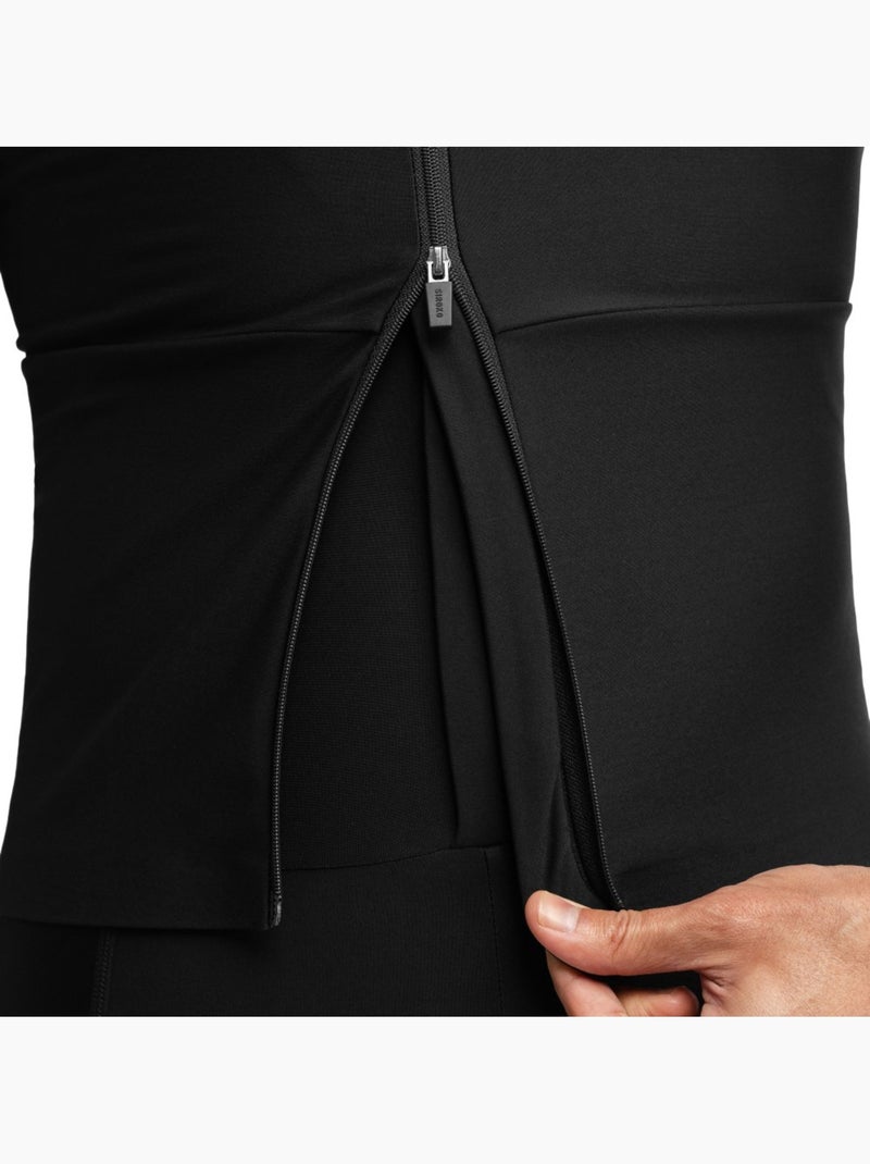 Heren thermisch wielershirt met capuchon Zwart - Kiabi