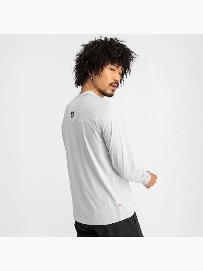 Heren wandel t-shirt met lange mouw Wit Grijs - Kiabi