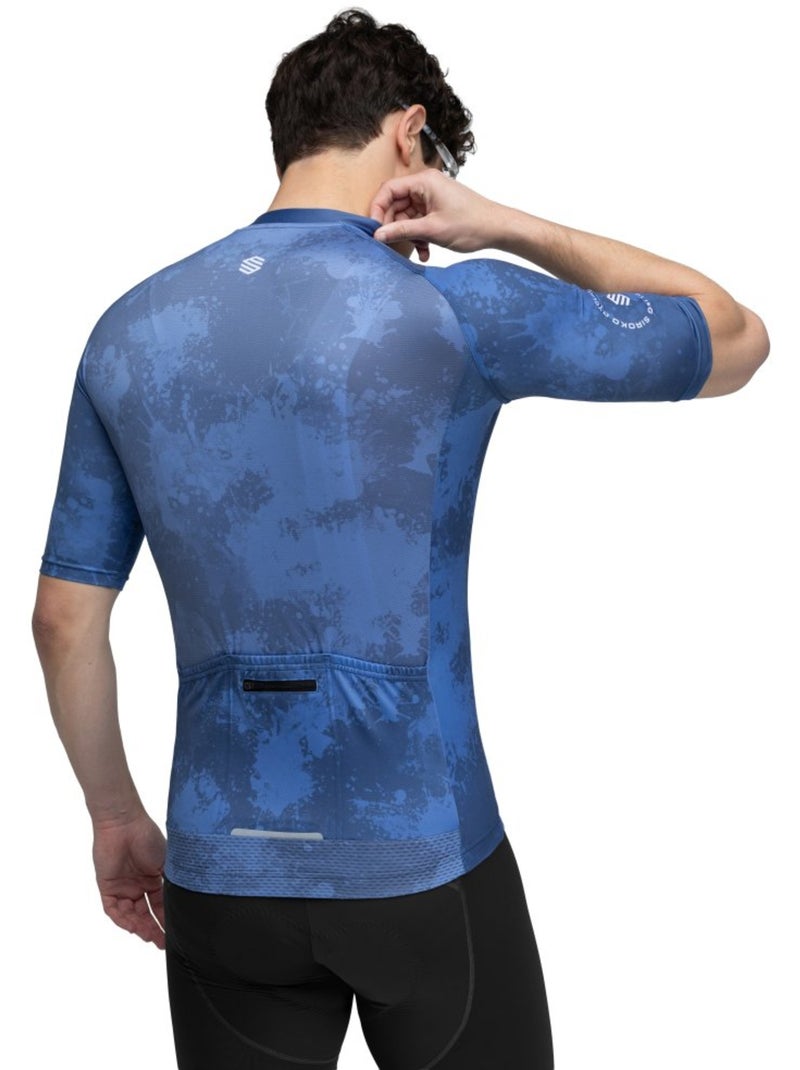 Heren wielershirt korte mouw Blauw - Kiabi