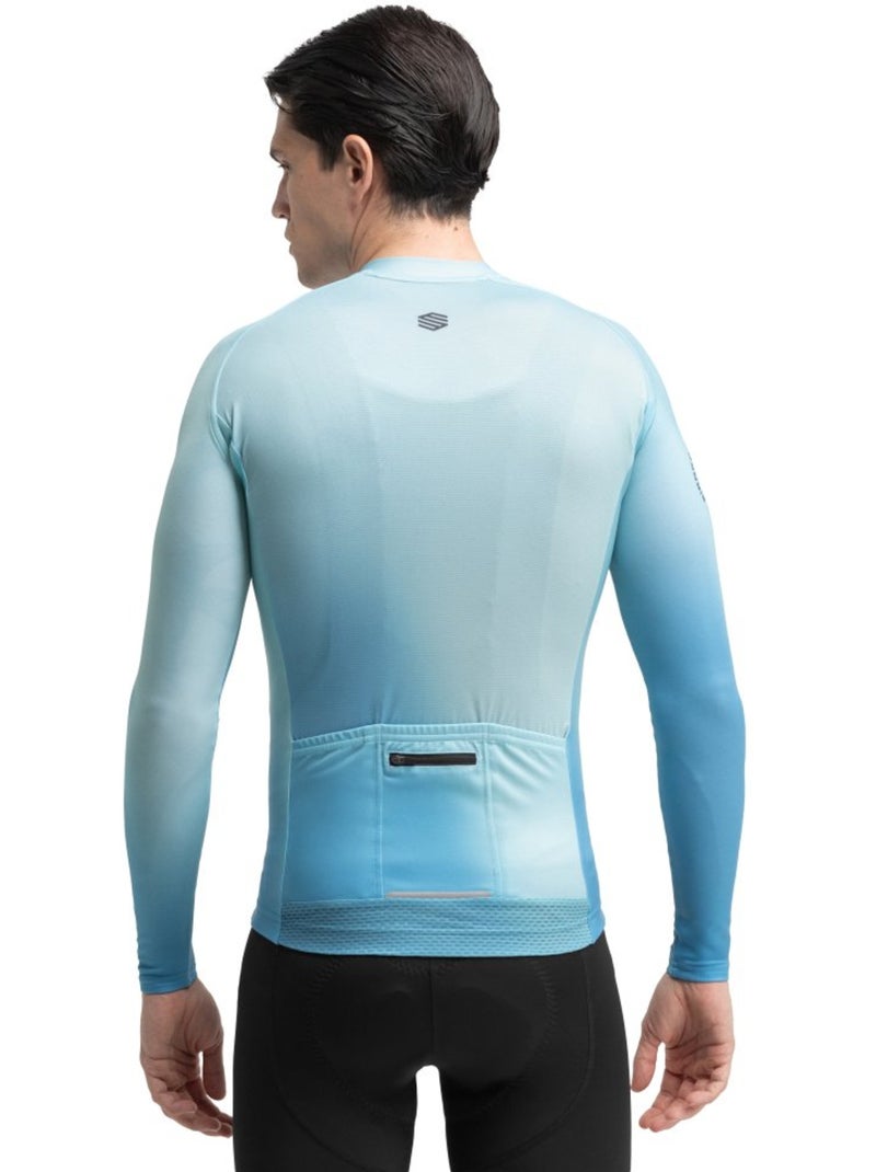 Heren wielershirt lange mouw Blauw - Kiabi