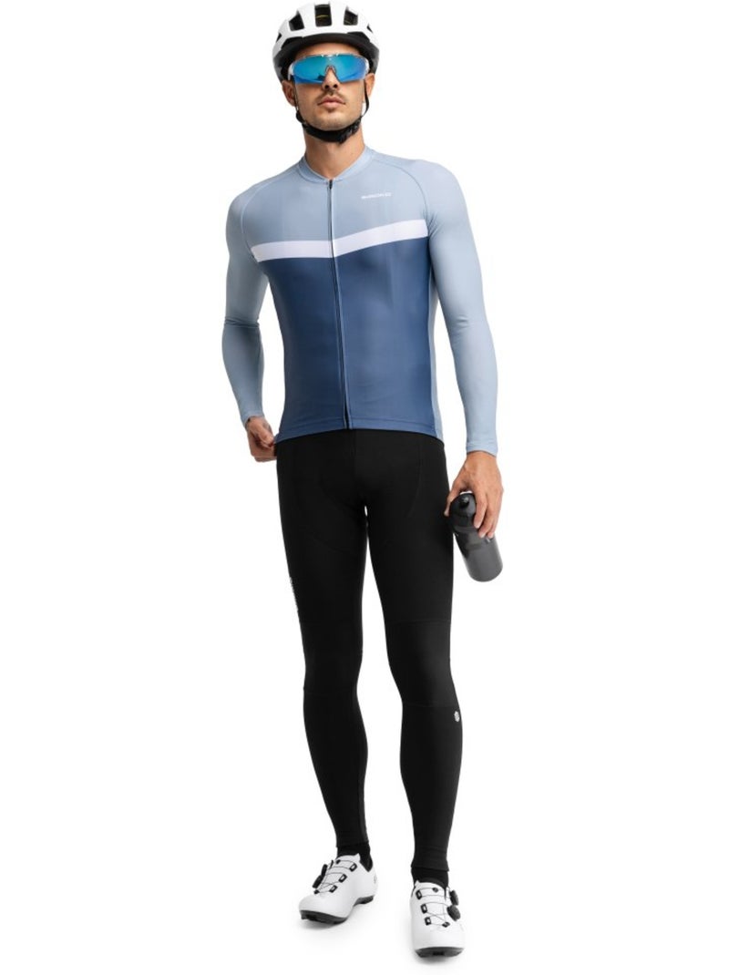 Heren wielershirt lange mouw Blauw - Kiabi