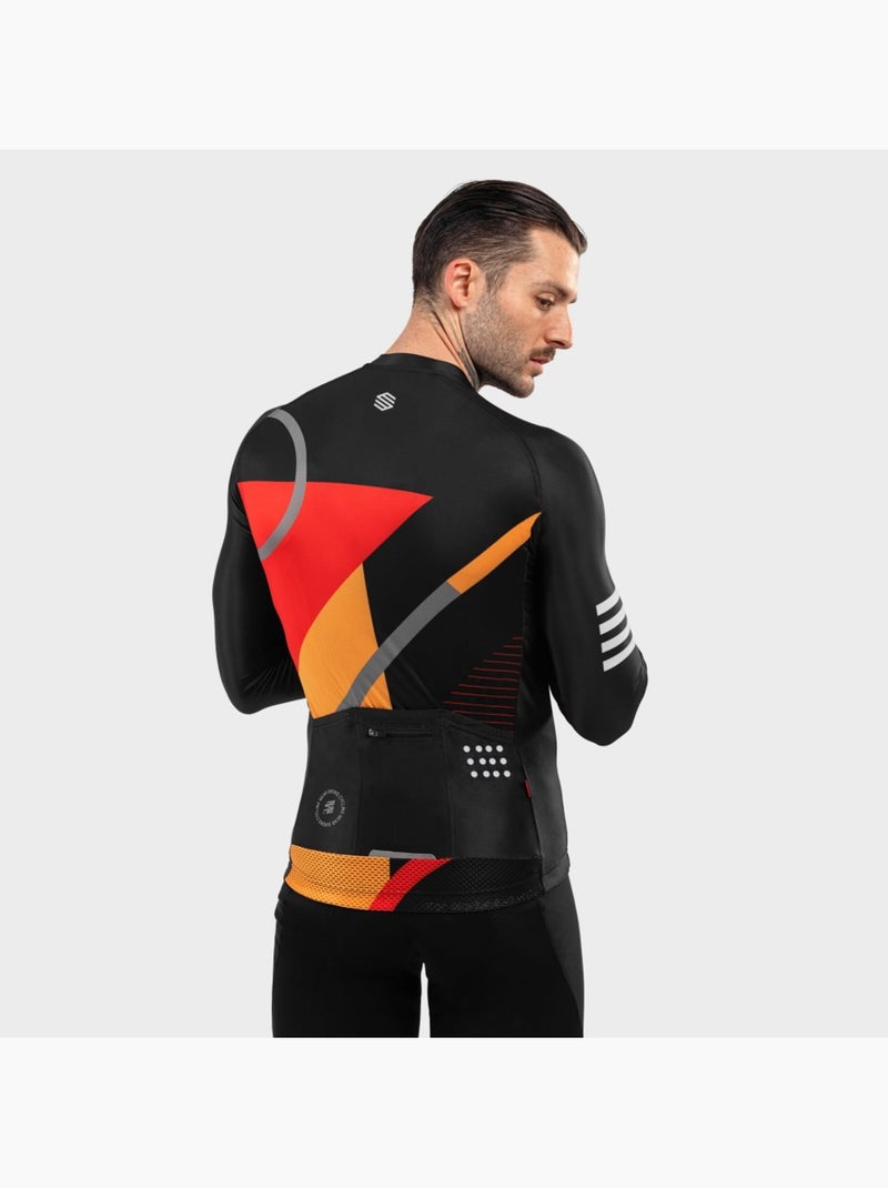 Heren wielershirt lange mouw Zwart - Kiabi