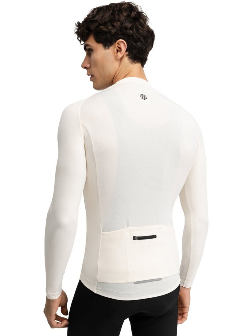 Heren wielershirt met lange mouwen Beige - Kiabi