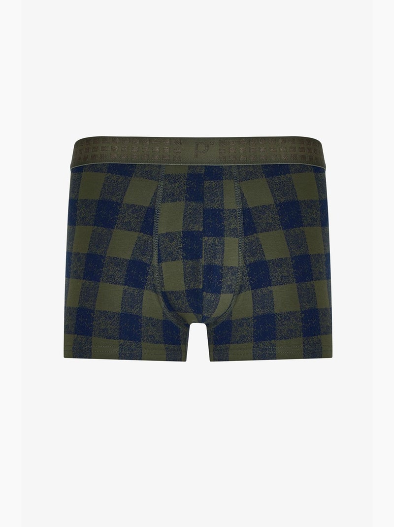 Herenboxer met ruitpatroon penti Blauw Kaki - Kiabi