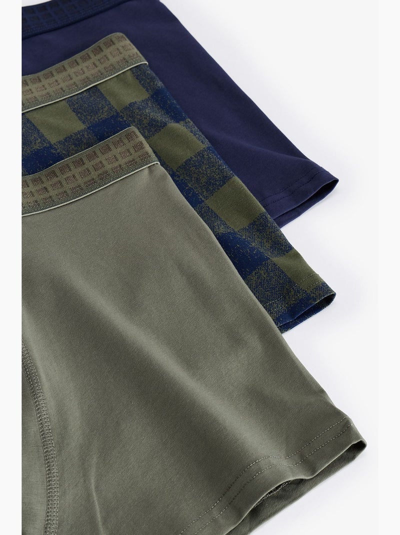 Herenboxer met ruitpatroon penti Blauw Kaki - Kiabi