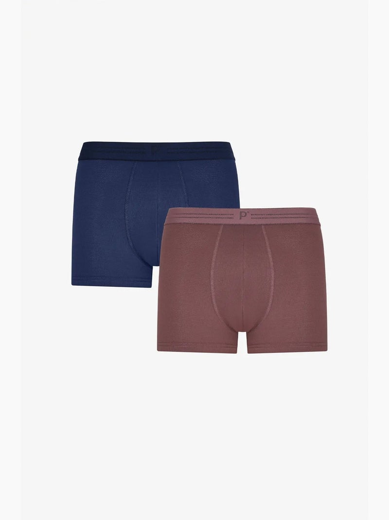 Herenboxer met stippenprint penti Blauw Bruin - Kiabi