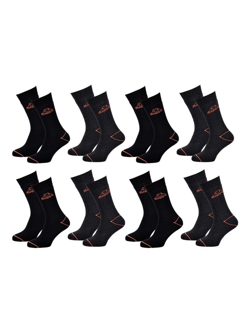 Herenokken KAPPA Set van 8 Zwart Antracietgrijs - Kiabi
