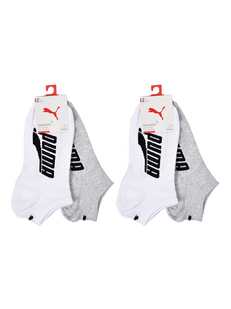 Herenokken PUMA SNEAKER - Set van 4 Lichtgrijs Wit - Kiabi