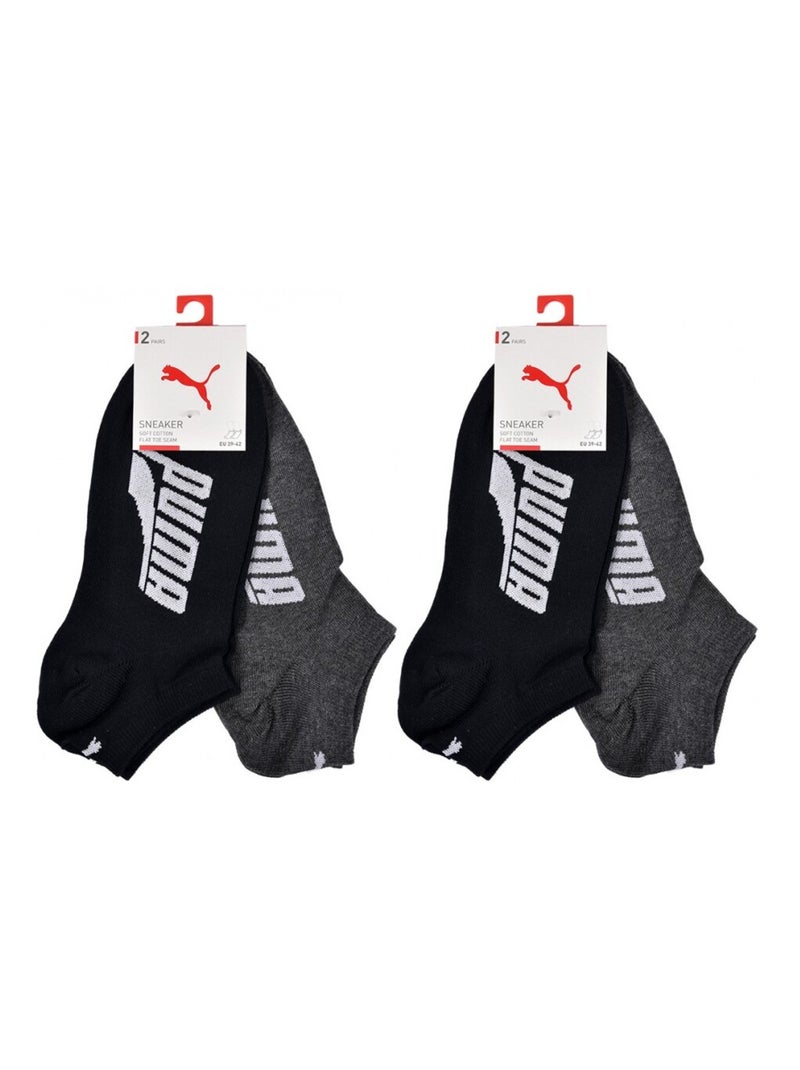 Herenokken PUMA SNEAKER - Set van 4 Zwart Grijs - Kiabi