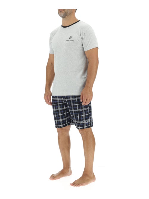 Herenpyjama met korte katoenen ruitjesprint en logo op de borst. - Kiabi Herenpyjama met korte katoenen ruitjesprint en logo op de borst. - Kiabi