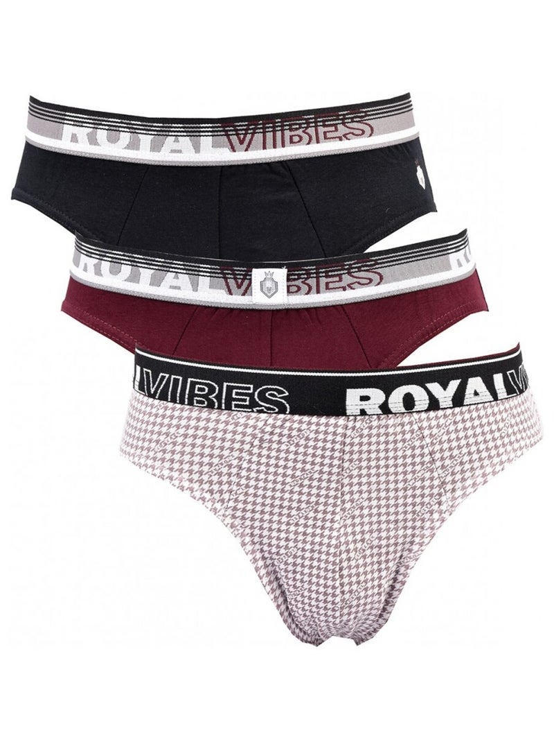 Herenslip TRESS KATOEN - Set van 3 Zwart Bordeaux Grijs - Kiabi