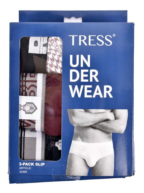Herenslip TRESS KATOEN - Set van 3 - Kiabi