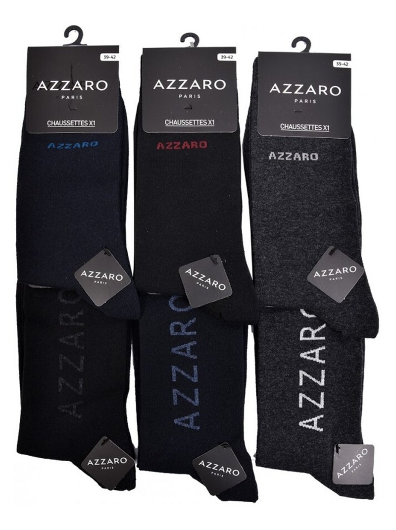 Herensokken AZZARO - Set van 6 paar Zwart Multicolor Grijs - Kiabi