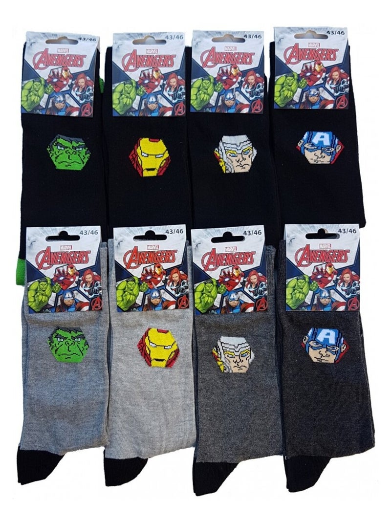 Herensokken Licentie Set van 12 paar Avengers Zwart Multicolor Zwart - Kiabi