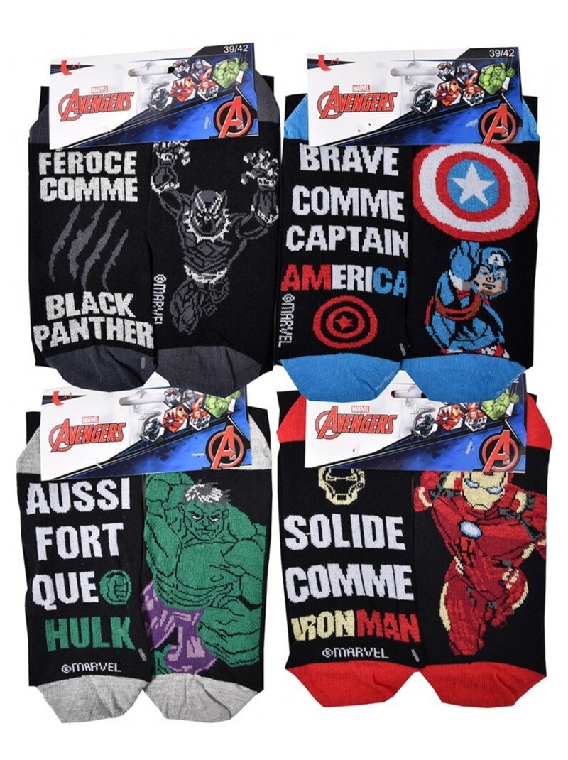 Herensokken Licentie Set van 12 paar Avengers Zwart Multicolor Zwart - Kiabi