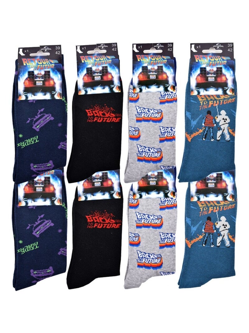 Herensokken Set BACK TO THE FUTURE - Set van 8 Blauw Zwart Grijs - Kiabi
