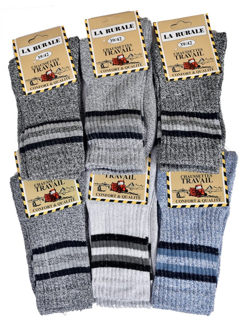 Herenwerksokken LA RURALE Set van 6 - Robuust en Profi Multicolor - Kiabi