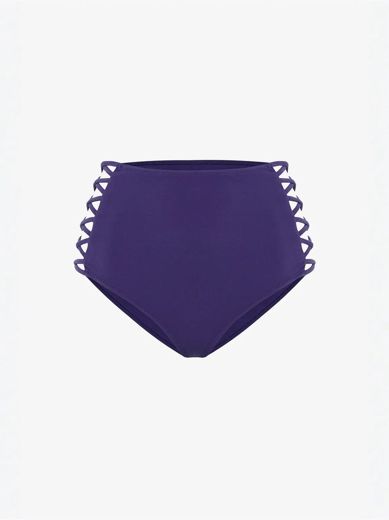 High fashion bikinibroekje met hoge taille penti Marineblauw - Kiabi