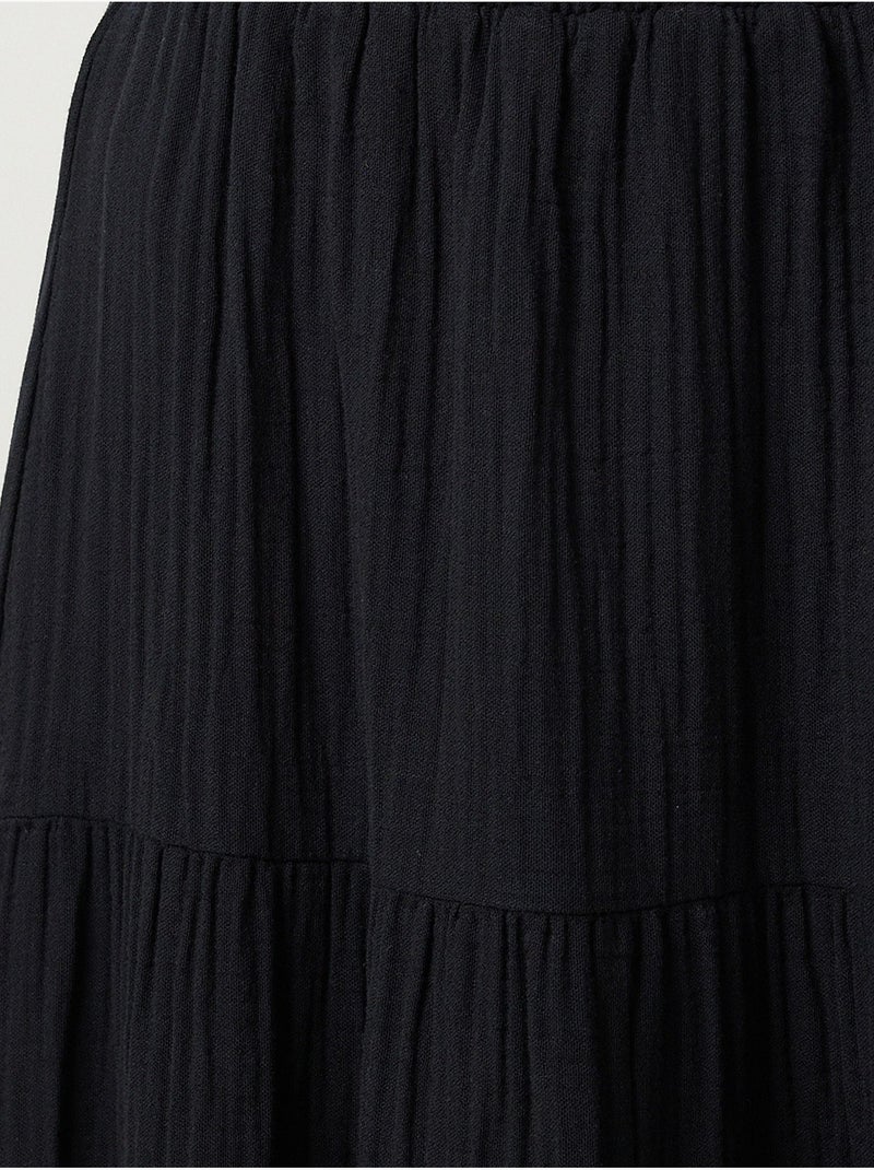 High waist a-lijn maxi rok istanbul Zwart - Kiabi