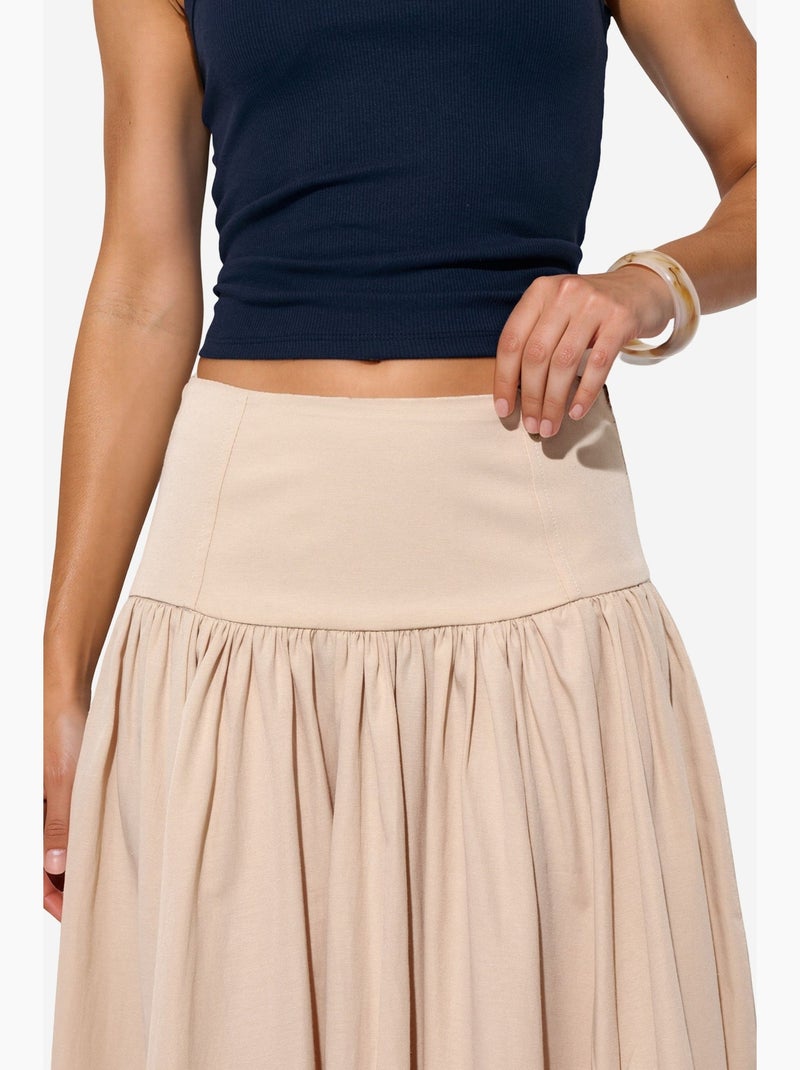 High-waist a-lijn midi-rok busem Klei-beige - Kiabi