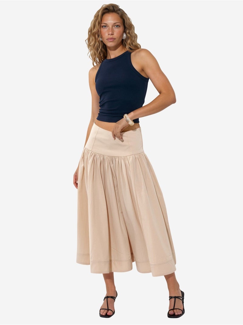 High-waist a-lijn midi-rok busem Klei-beige - Kiabi