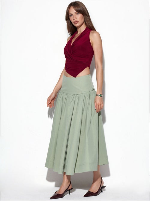 High-waist a-lijn midi-rok busem - Kiabi High-waist a-lijn midi-rok busem - Kiabi