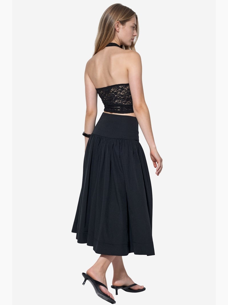 High-waist a-lijn midi-rok busem Zwart - Kiabi