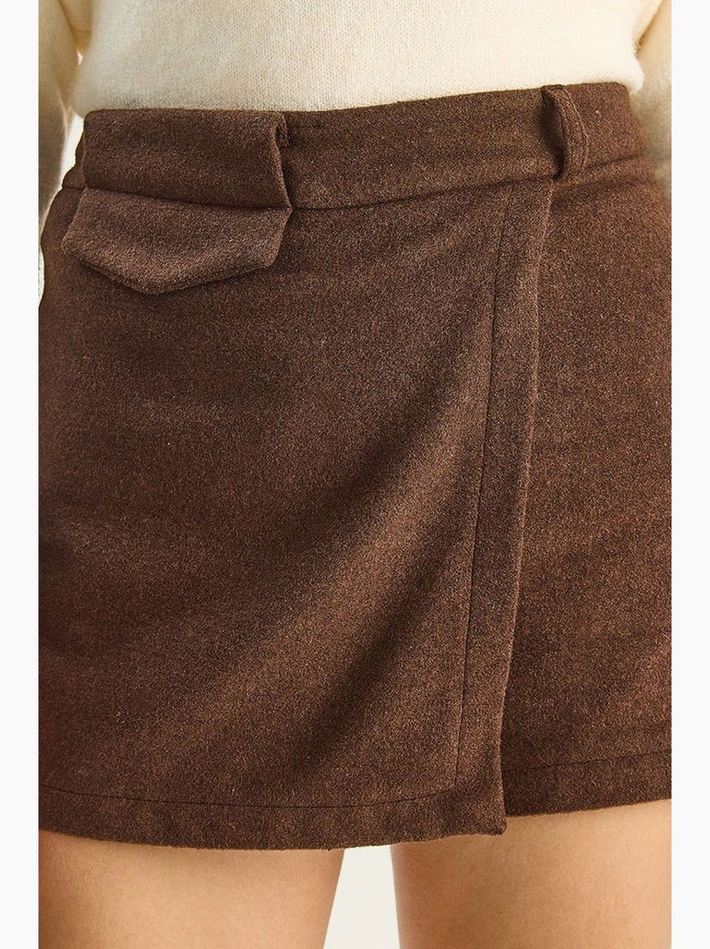 High waist aansluitende minishorts met zak lucci Donkerbruin - Kiabi