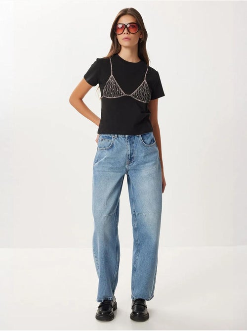High-waist balloon fit jeans met bootmanchet istanbul - Kiabi High-waist balloon fit jeans met bootmanchet istanbul - Kiabi