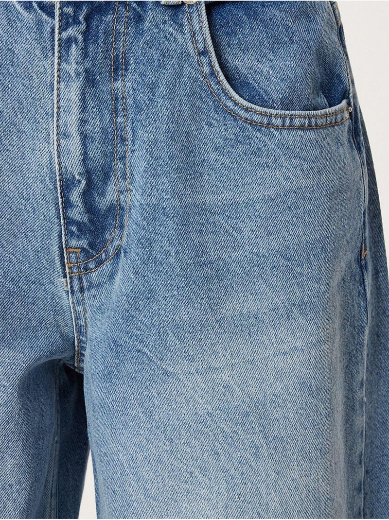 High-waist balloon fit jeans met bootmanchet istanbul Lichtblauw - Kiabi