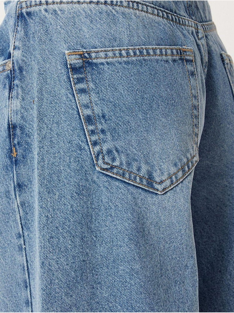 High-waist balloon fit jeans met bootmanchet istanbul Lichtblauw - Kiabi