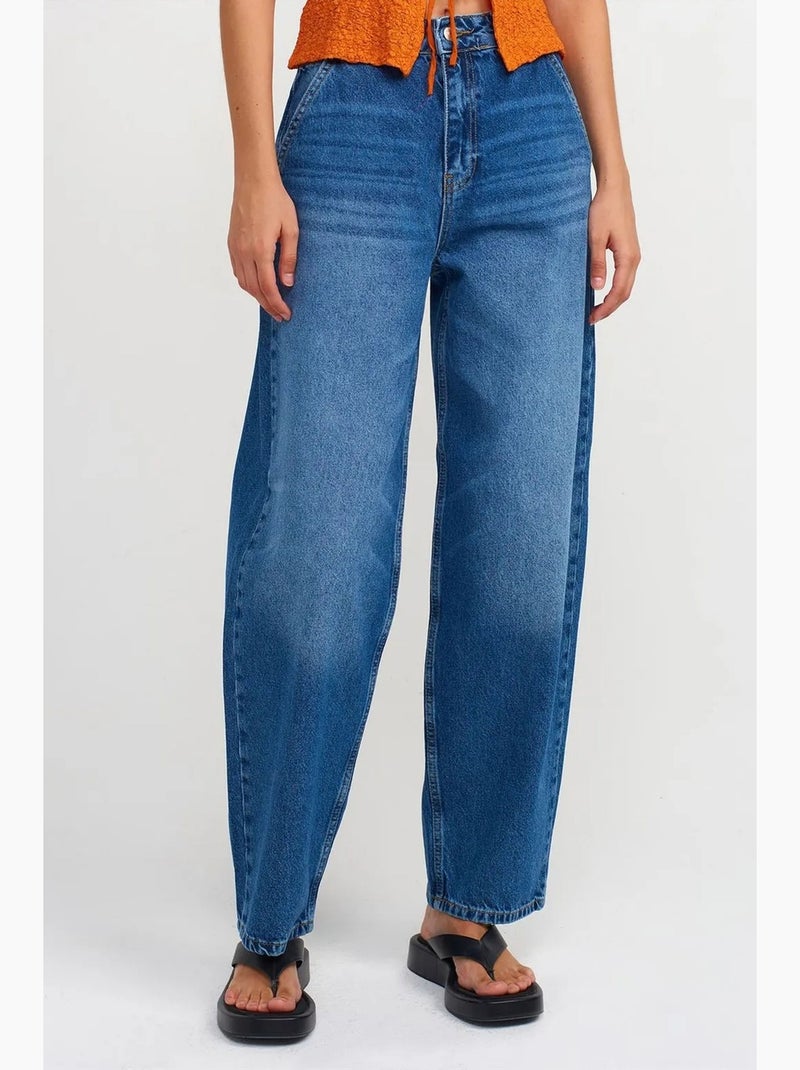 High-waist balloon jeans dilvin Saffierblauw - Kiabi