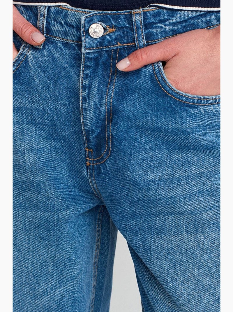 High-waist balloon jeans met wijde pijp dilvin Saffierblauw - Kiabi