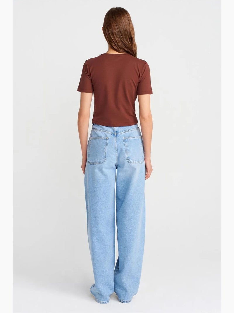 High-waist balloon jeans met wijde pijp dilvin Saffierblauw - Kiabi