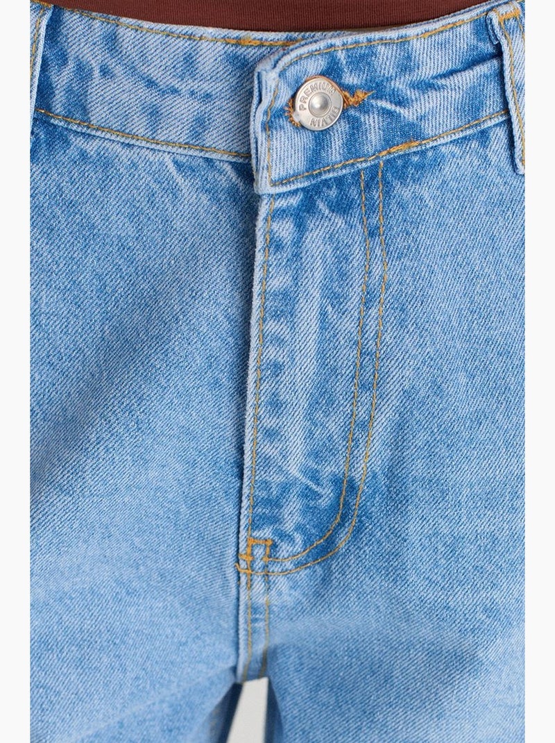 High-waist balloon jeans met wijde pijp dilvin Saffierblauw - Kiabi
