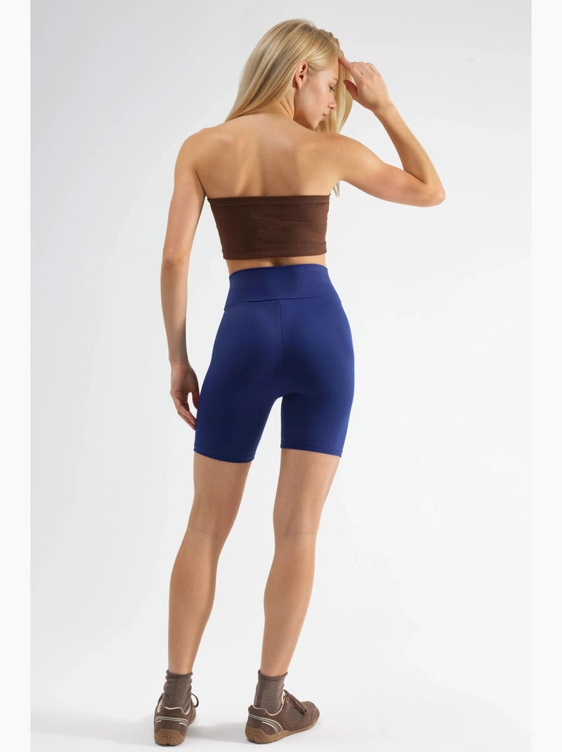 High waist biker shorts met zachte textuur hiccup Marineblauw - Kiabi