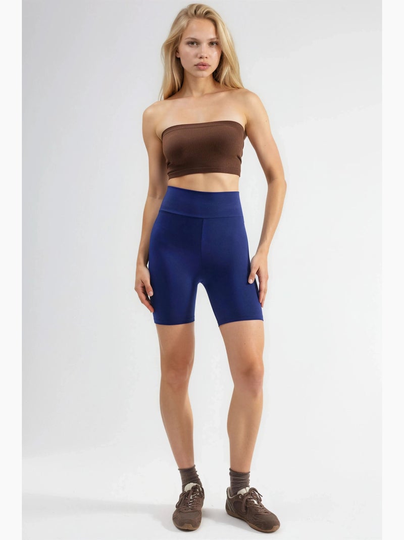 High waist biker shorts met zachte textuur hiccup Marineblauw - Kiabi