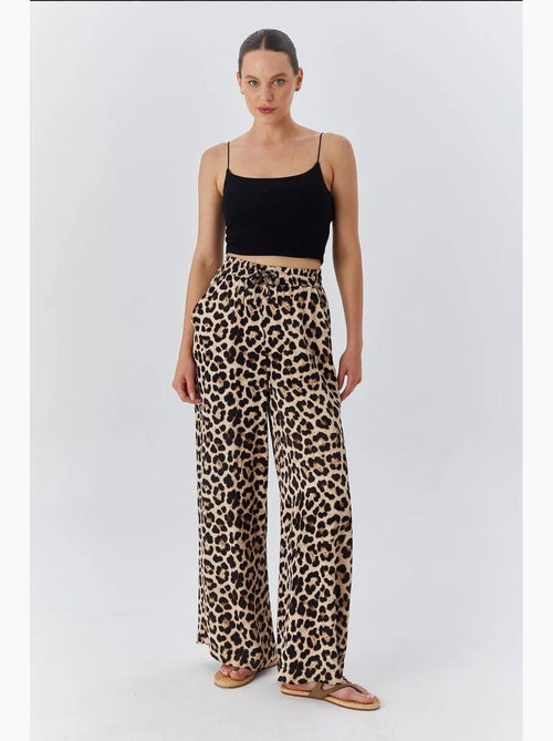 High-waist broek met luipaardprint en wijde pijpen mixray - Kiabi High-waist broek met luipaardprint en wijde pijpen mixray - Kiabi