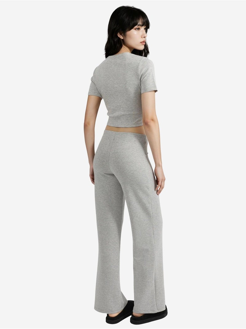 High-waist broek met rechte pijpen busem Lichtgrijs - Kiabi